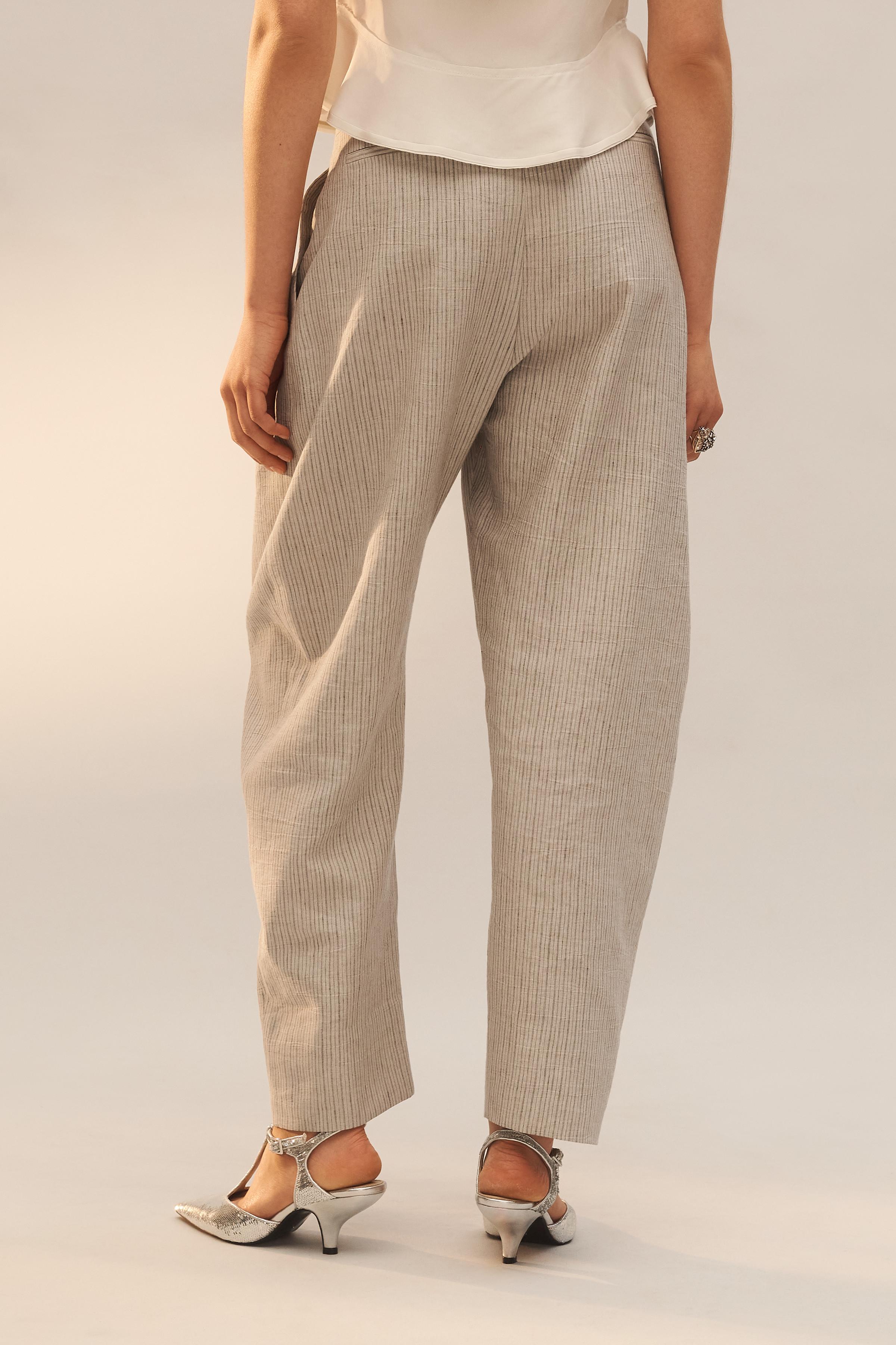 PANTALON À RAYURES EN MÉLANGE DE LIN ÉDITION LIMITÉE